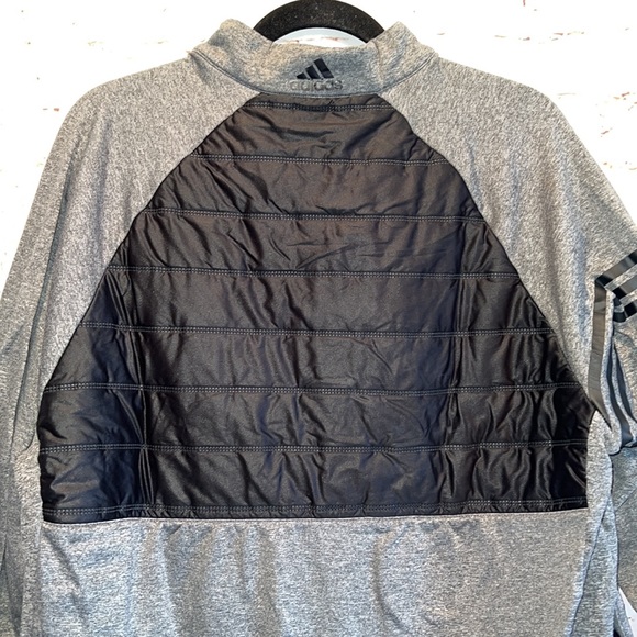 Adidas Men’s full zip jacket grey Medium zippered pockets collared neck logo - Picture 6 of 9